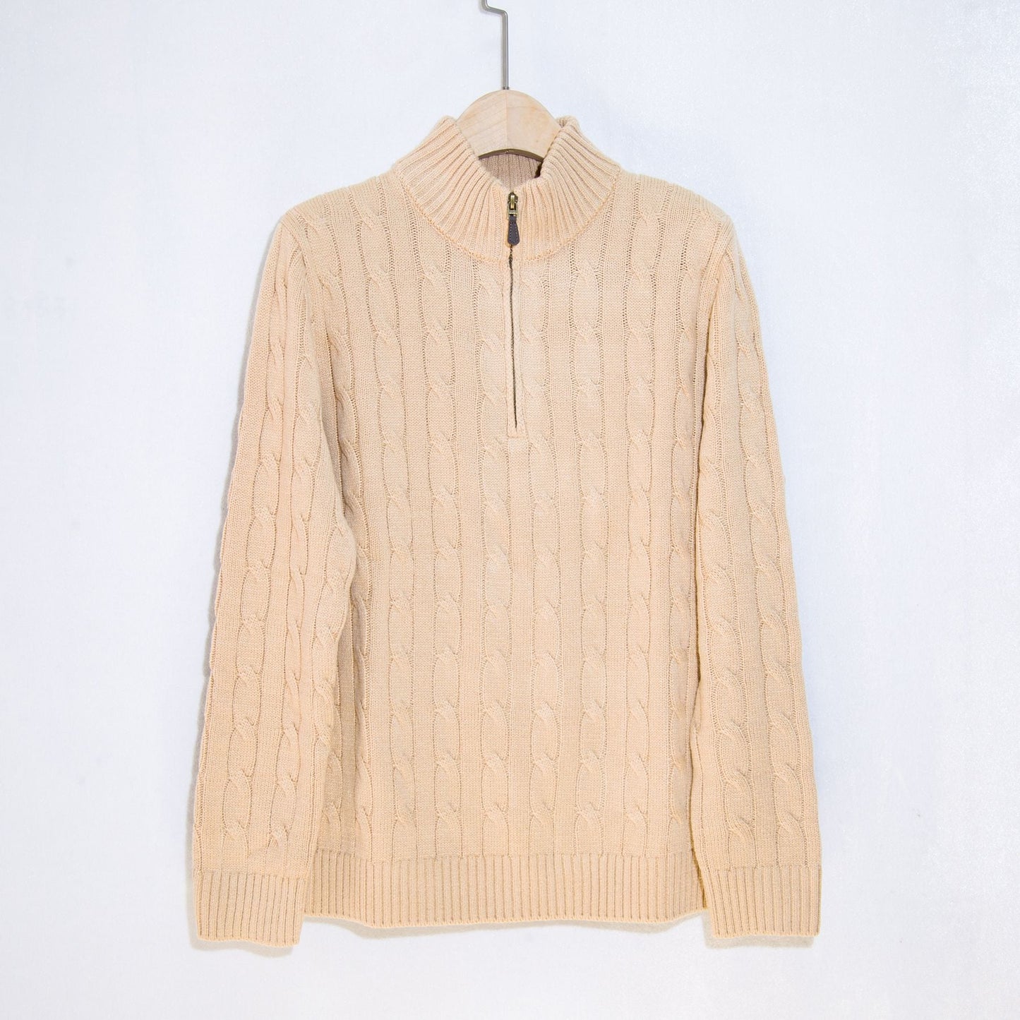 Herren eleganter Strickpullover mit halbem Reißverschluss und Zopfstrickmuster Krohn-e