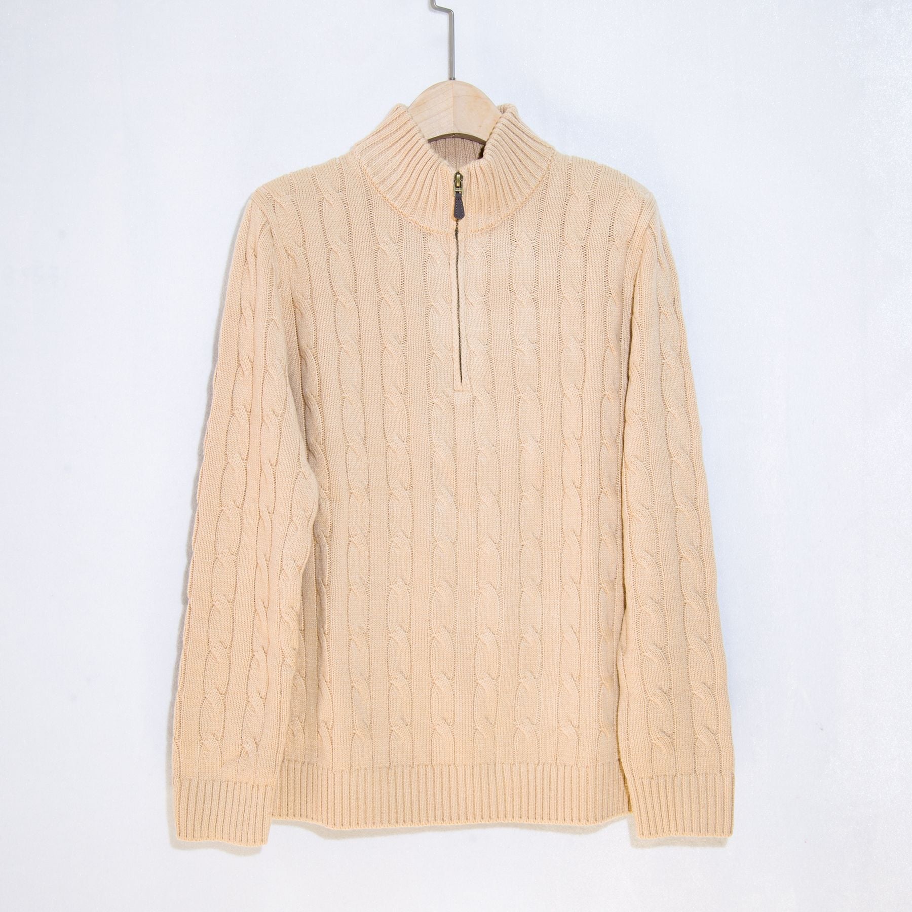 Herren eleganter Strickpullover mit halbem Reißverschluss und Zopfstrickmuster Krohn-e