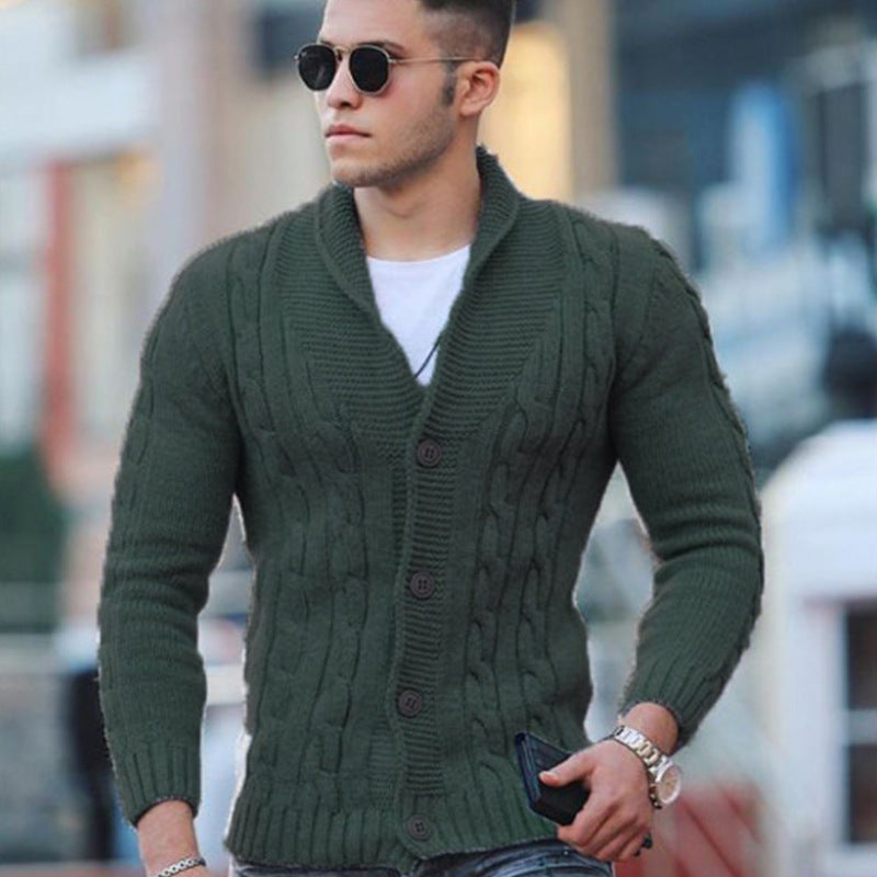 Herren Strickjacke mit einzigartigem Zopfmuster und modischem Schalkragen Krohn-e