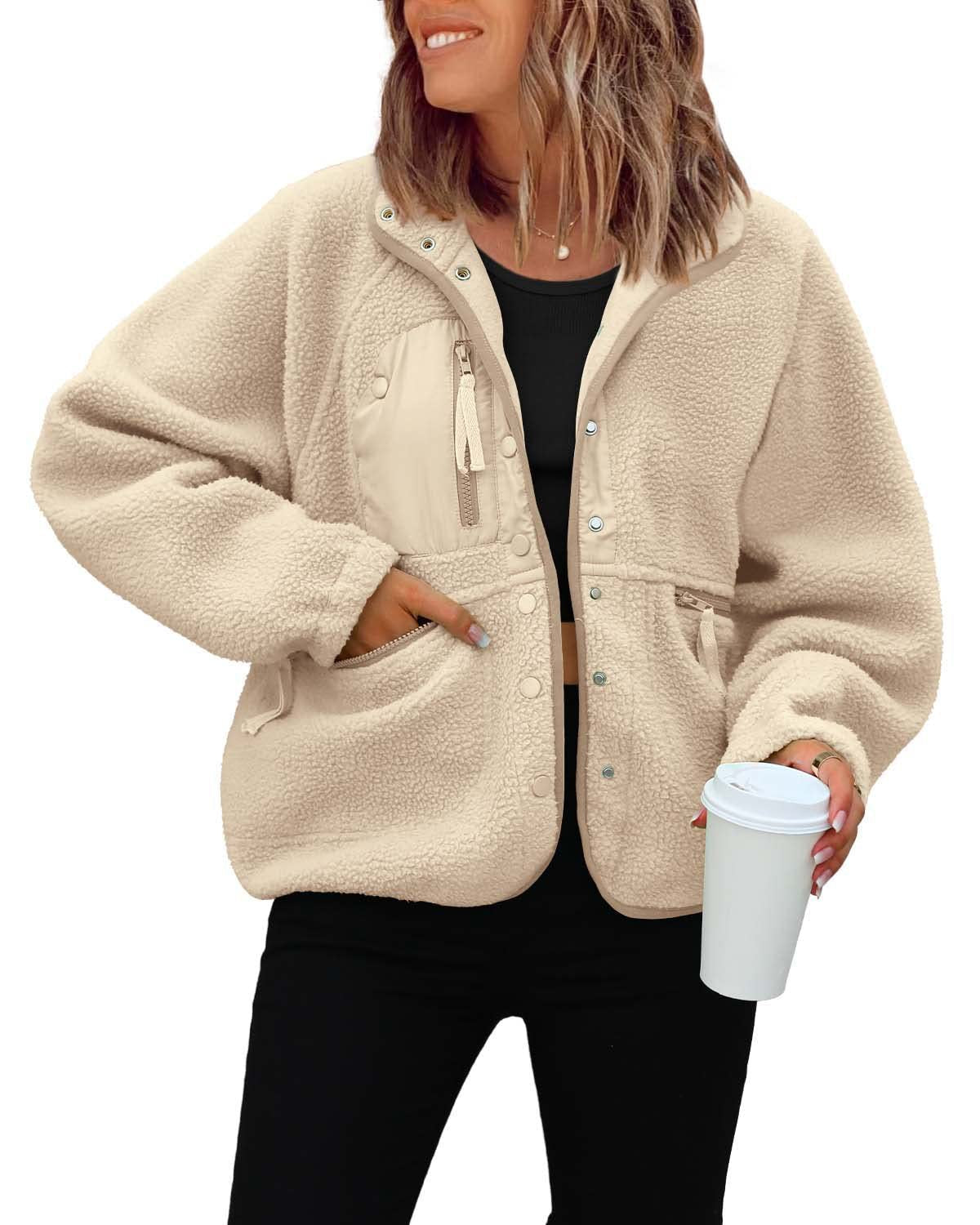 Damen kuschelige Fleecejacke mit praktischen Taschen Krohn-e