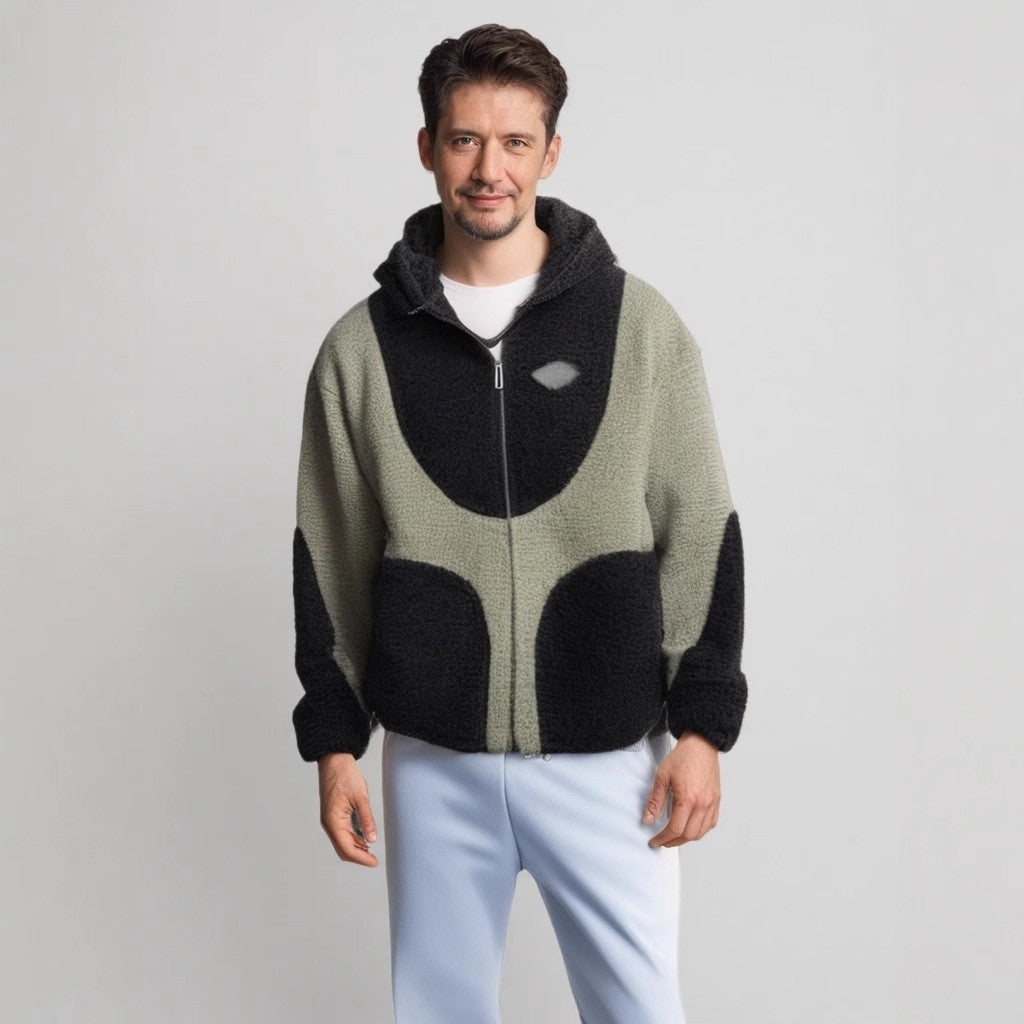 Herren Gemütliche Teddyjacke mit Kontrastnähten Krohn-e