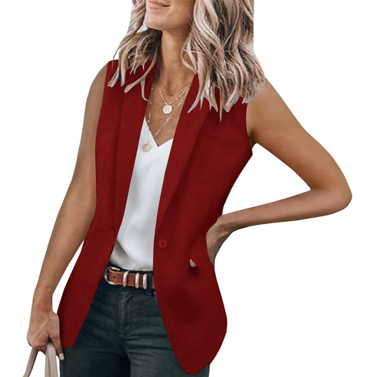 Damen ärmelloser Blazer mit modernen Taschen Krohn-e