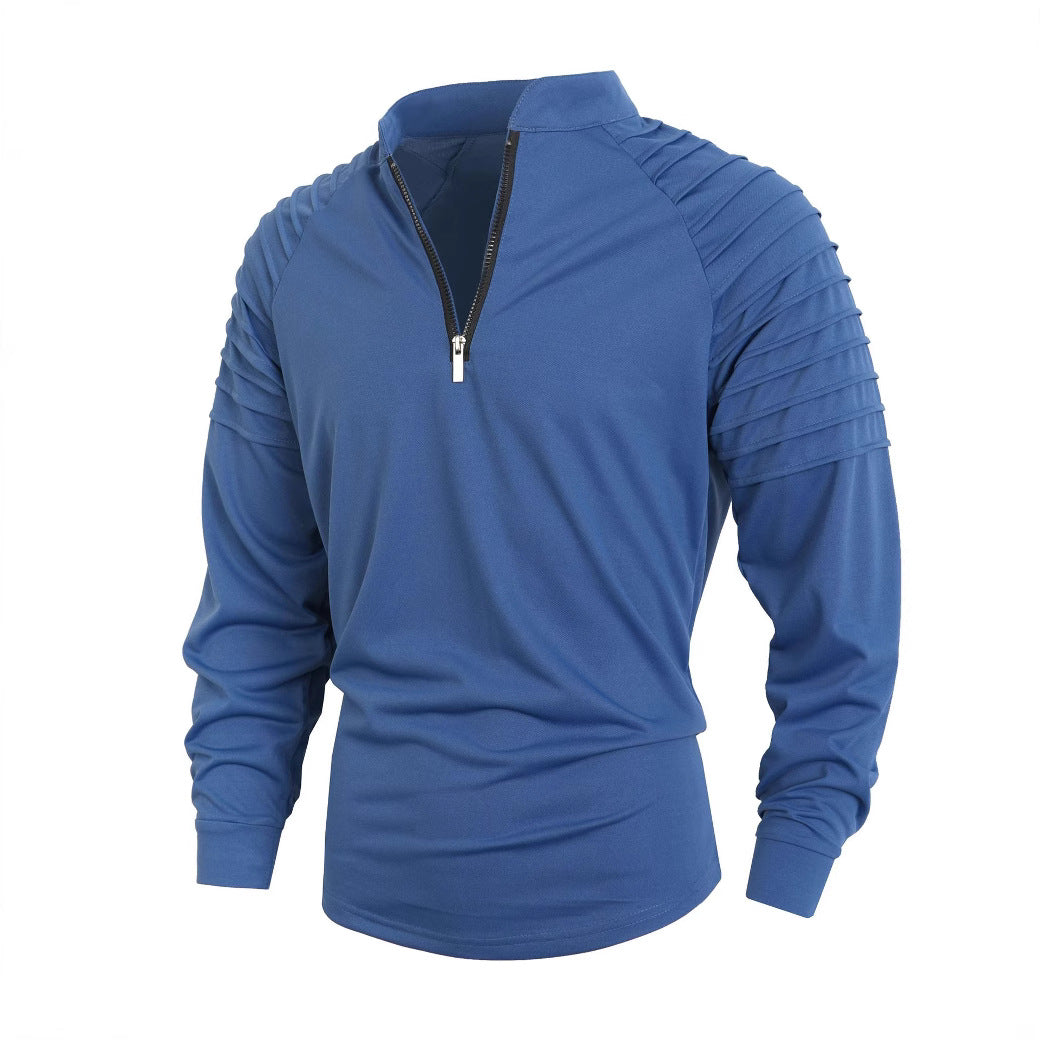 Herren Langarmshirt mit modernem Stehkragen und Reißverschluss Krohn-e