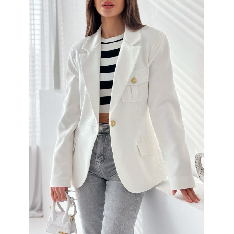 Damen klassische doppelt-knöpfte taillierte Blazer mit Taschen-Detail Krohn-e