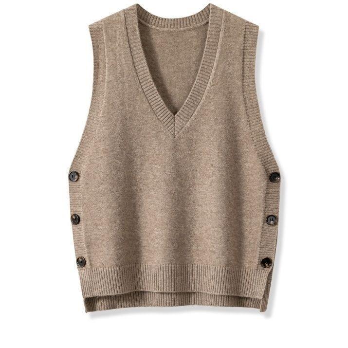 Damen Strickweste mit V-Ausschnitt und Knopfdetails Krohn-e