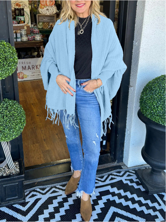 Damen vielseitiger Poncho mit Fransen Krohn-e