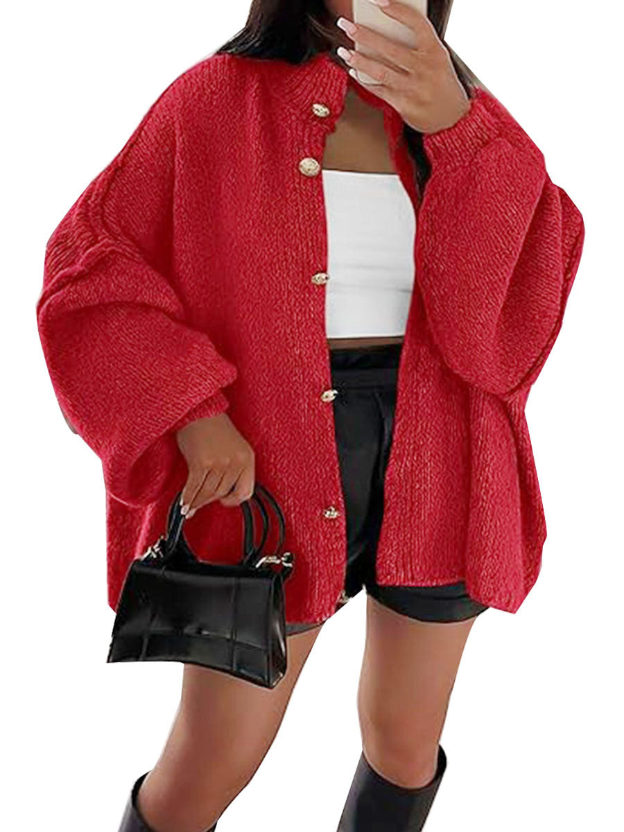 Damen Flauschige Strickjacke mit überschnittenen Schultern Krohn-e