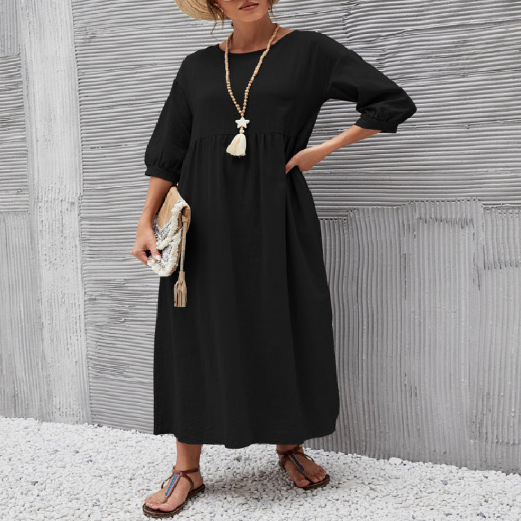 Damen Freizeitmaxikleid mit luftigen Ärmeln und seitlichen Taschen Krohn-e