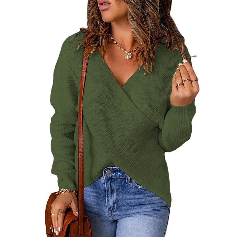 Damen Wickelpullover im modernen Rippstrickdesign Krohn-e
