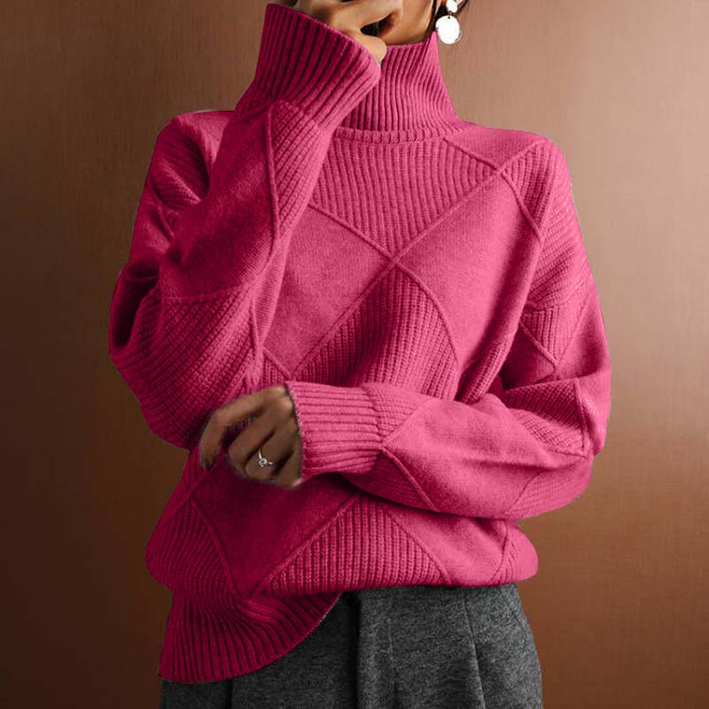 Krohn-e | Sweater - Damen Winter Hoher Hals Strickpullover