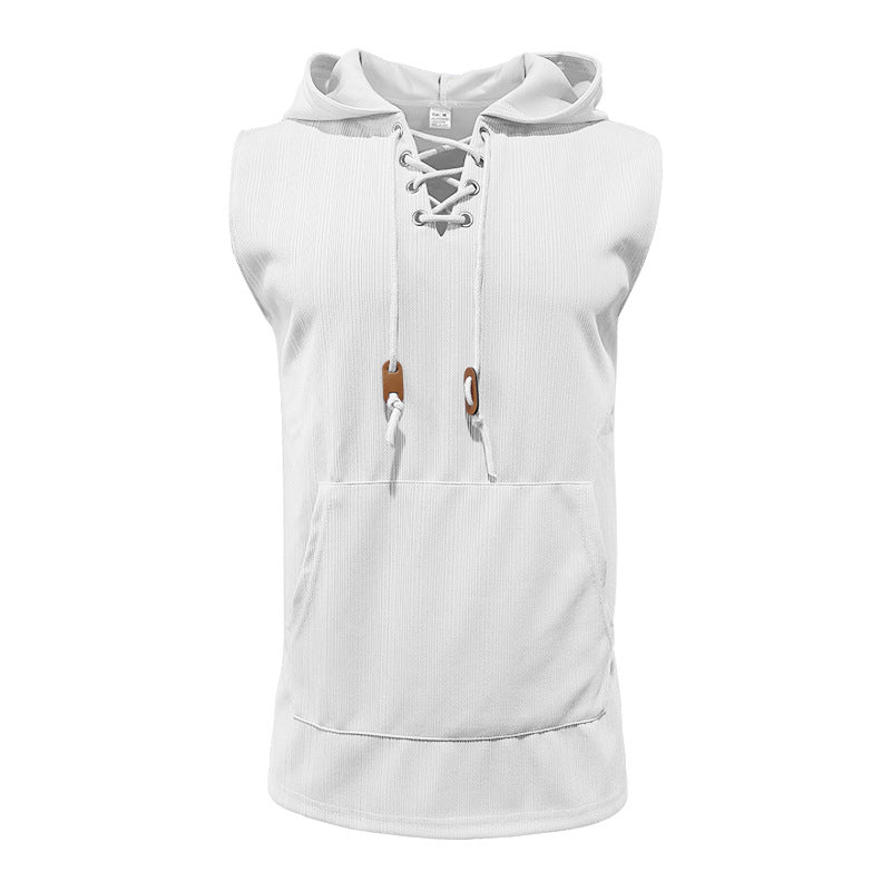 Herren Ärmelloses Sport-Tanktop mit Kapuze und Schnürung Krohn-e