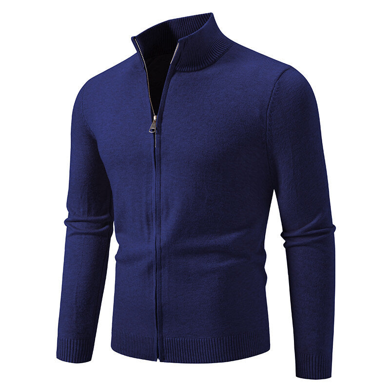 Herren Strickjacke mit modernem Stehkragen und funktionalem Reißverschluss Krohn-e