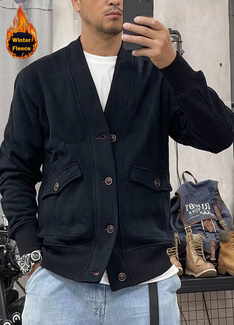 Herren modische Fleecejacke mit praktischen Taschen und eleganter Knopfleiste Krohn-e