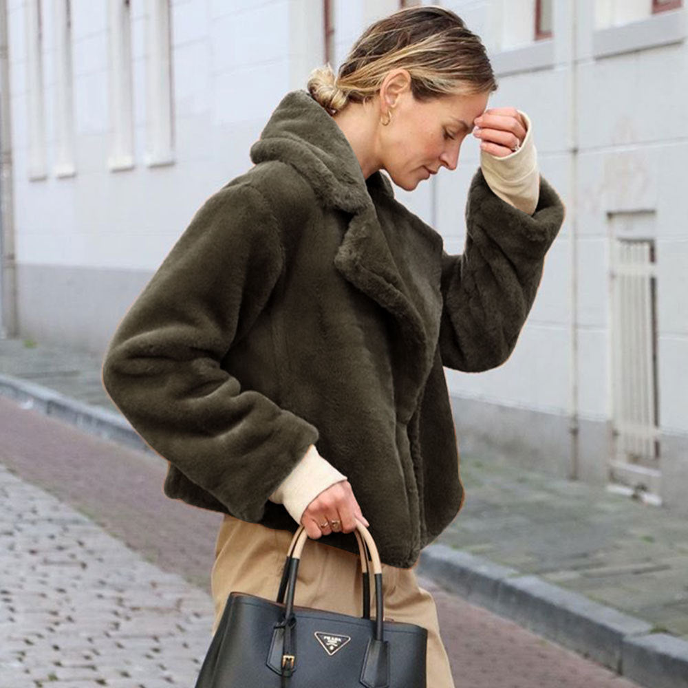 Damen Kuschelige Fleecejacke mit Reverskragen und Seitennaht Krohn-e