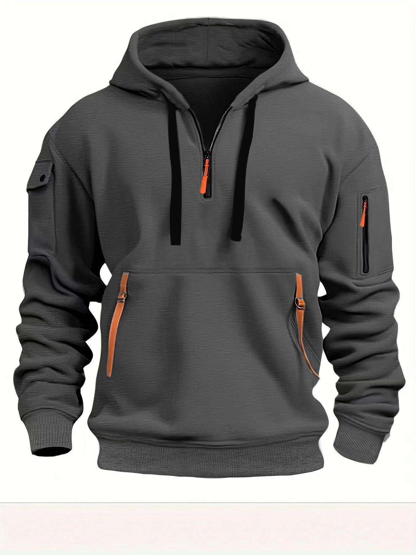 Herren Praktischer Kapuzenpullover mit seitlichem Reißverschluss und vielseitigen Taschen Krohn-e