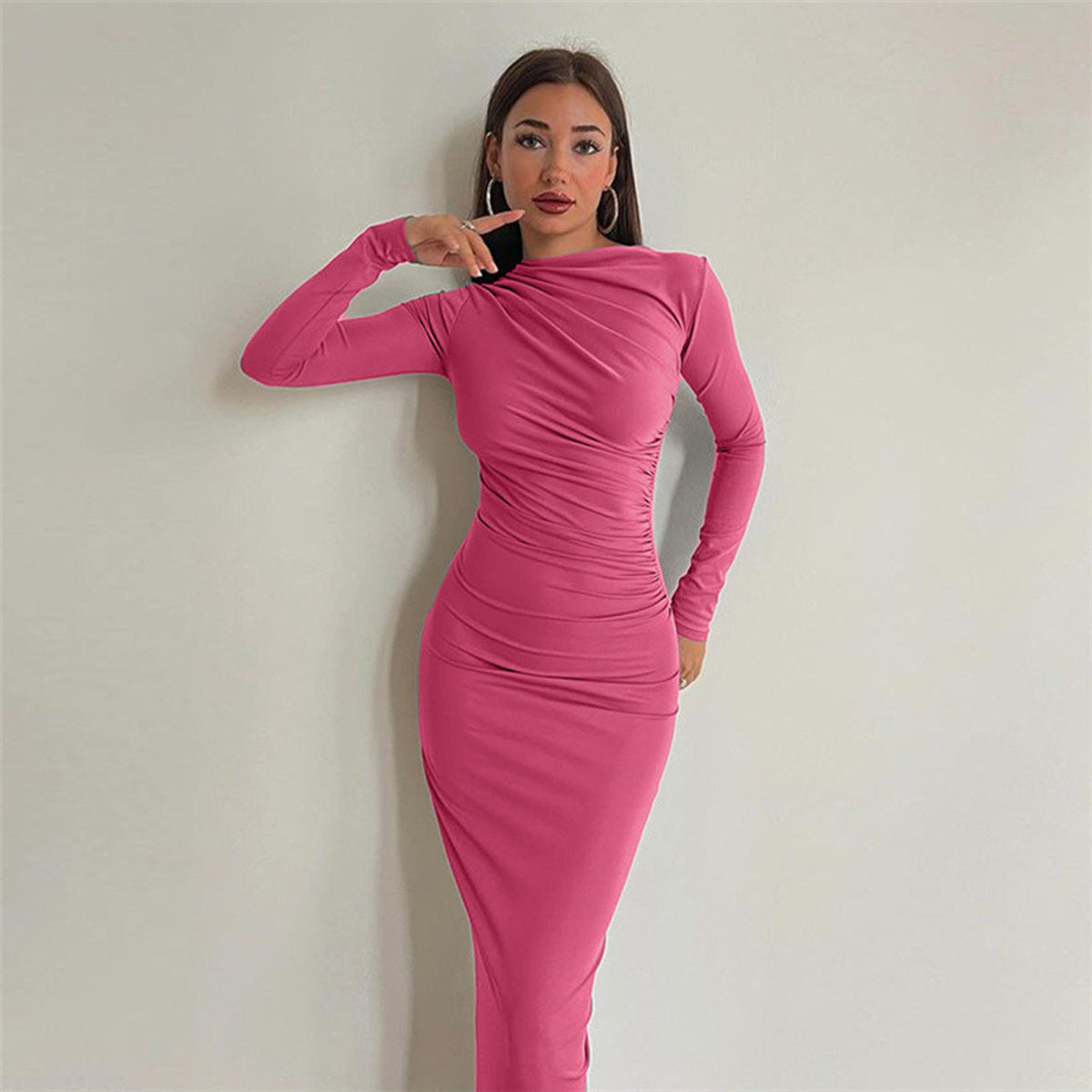 Damen Elegantes Wickelkleid mit langen Ärmeln und figurbetonendem Schnitt Krohn-e