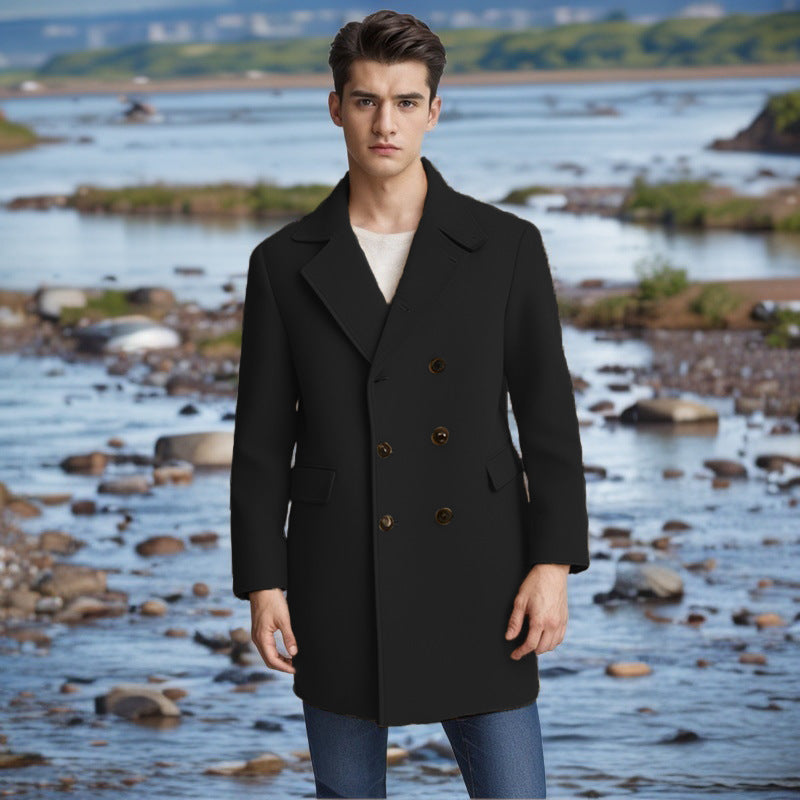 Herren eleganter Doppelt-geknöpfter Wollmantel Krohn-e