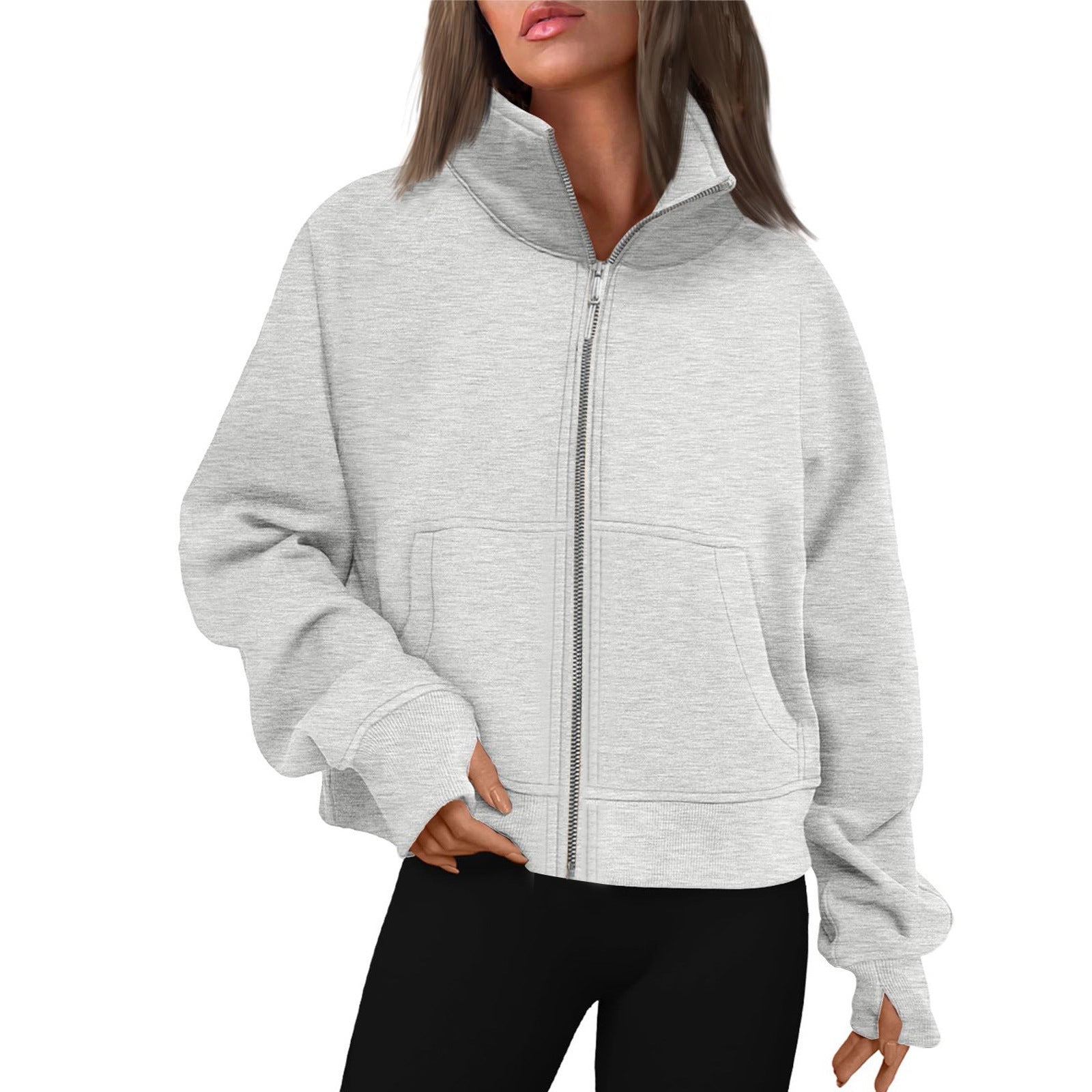 Damen bequeme Sweatjacke mit hohem Kragen Krohn-e