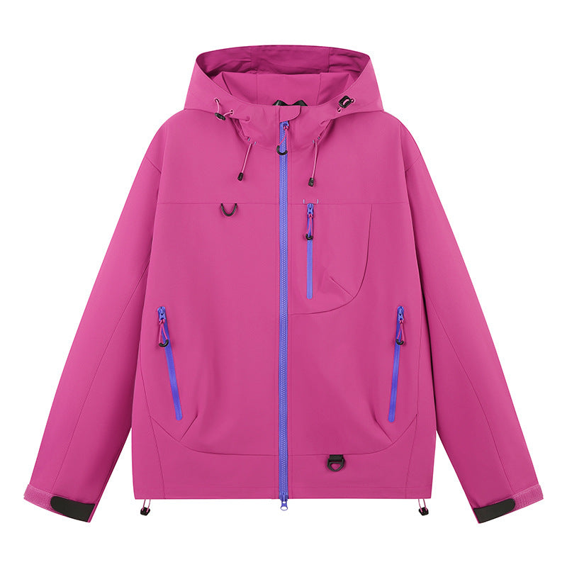Damen wasserabweisende Outdoor-Jacke mit verstellbarem Kapuzenkragen Krohn-e