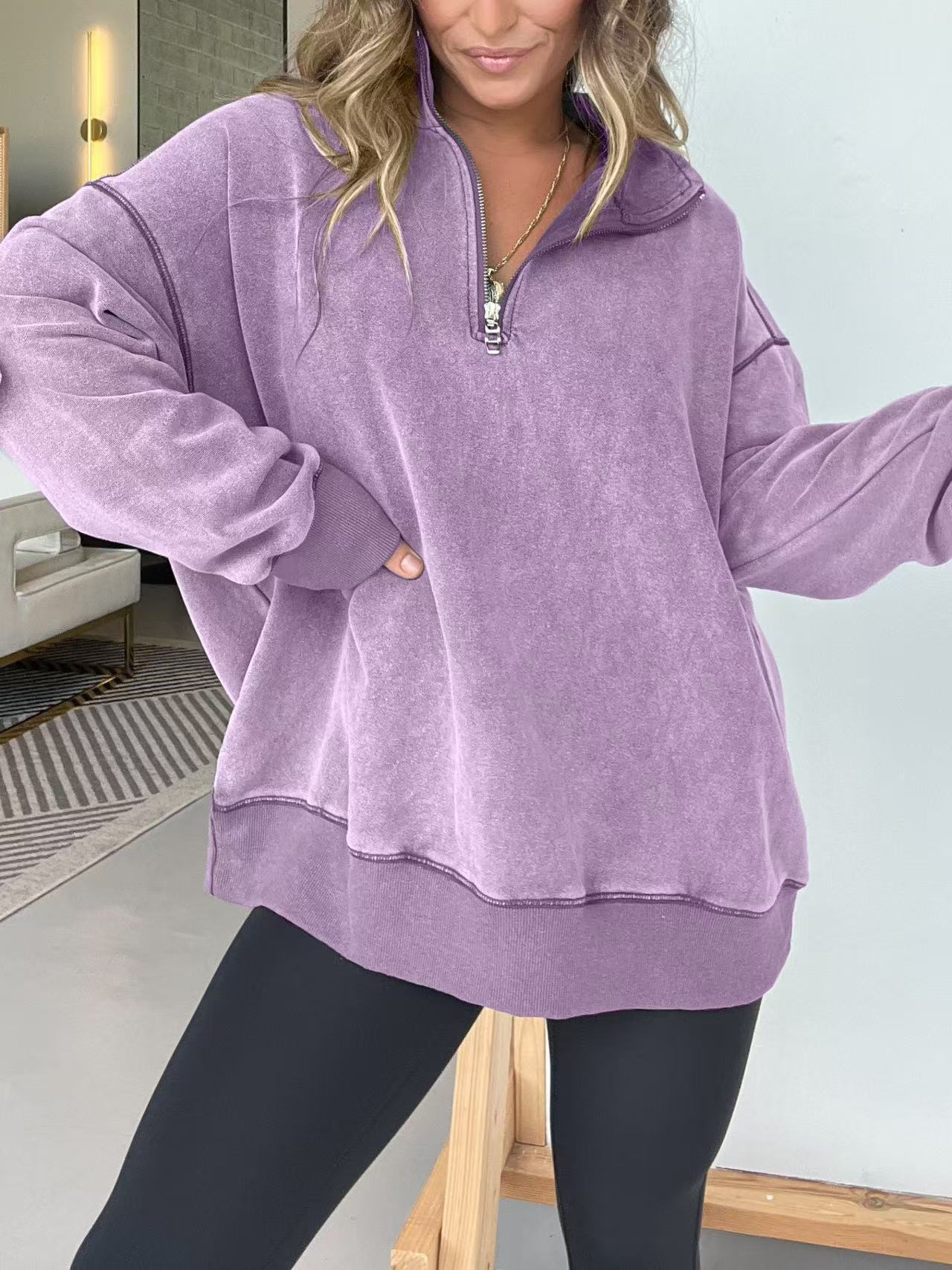 Damen Bequemer Fleece-Pullover mit halbem Reißverschluss Krohn-e