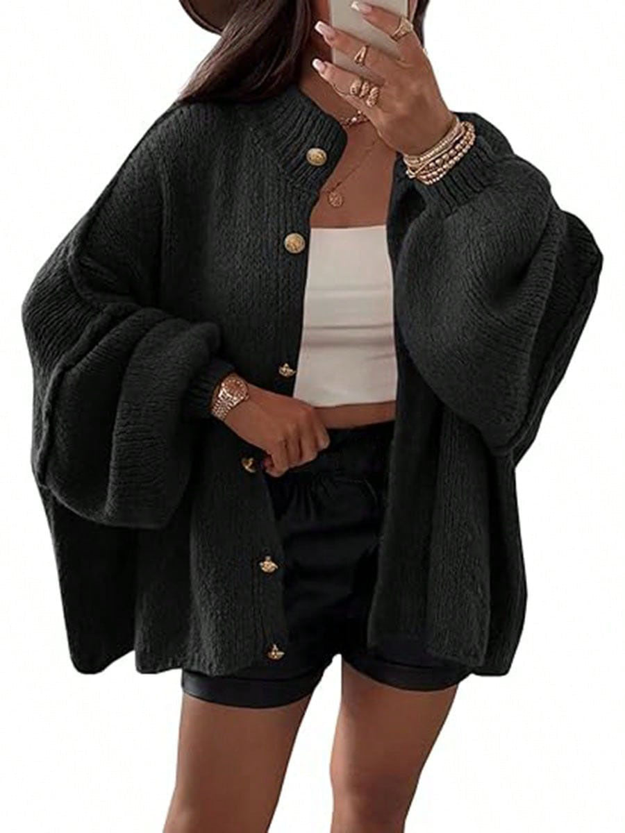 Damen Flauschige Strickjacke mit überschnittenen Schultern Krohn-e