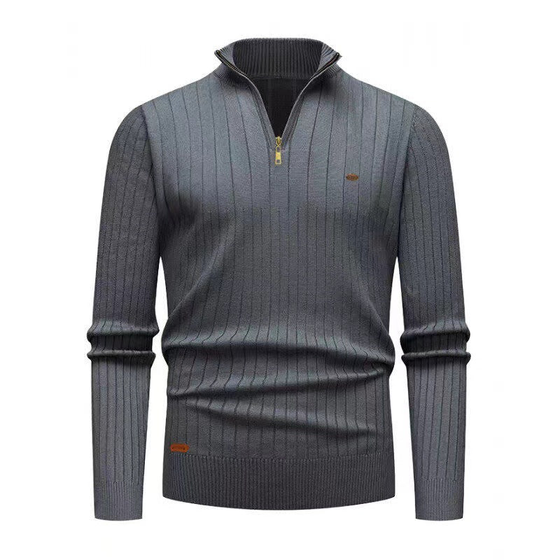 Herren Pullover mit modernem Reißverschluss und Rippenstruktur Krohn-e
