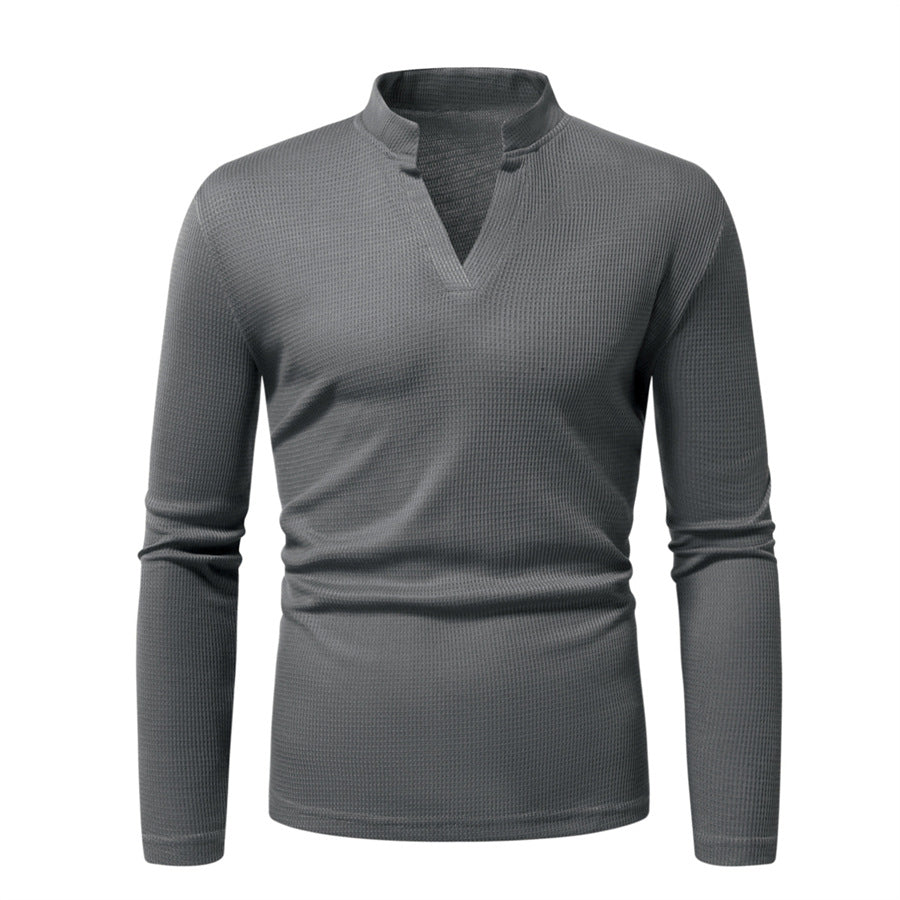 Herren Langarmshirt mit modernem Stehkragen und strukturierter Oberfläche Krohn-e