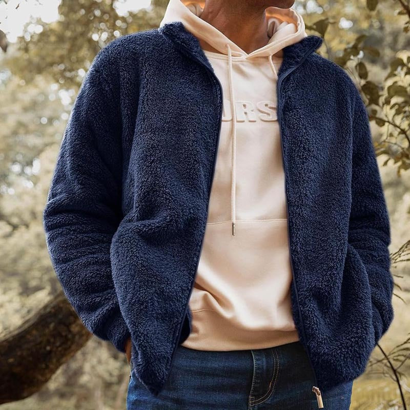 Herren Fleecejacke mit hohem Kragen und praktischen Taschen Krohn-e