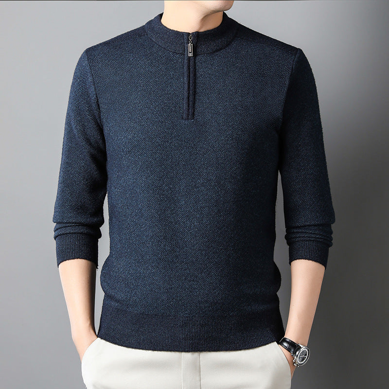 Herren Pullover mit halbem Reißverschluss und strukturiertem Design Krohn-e