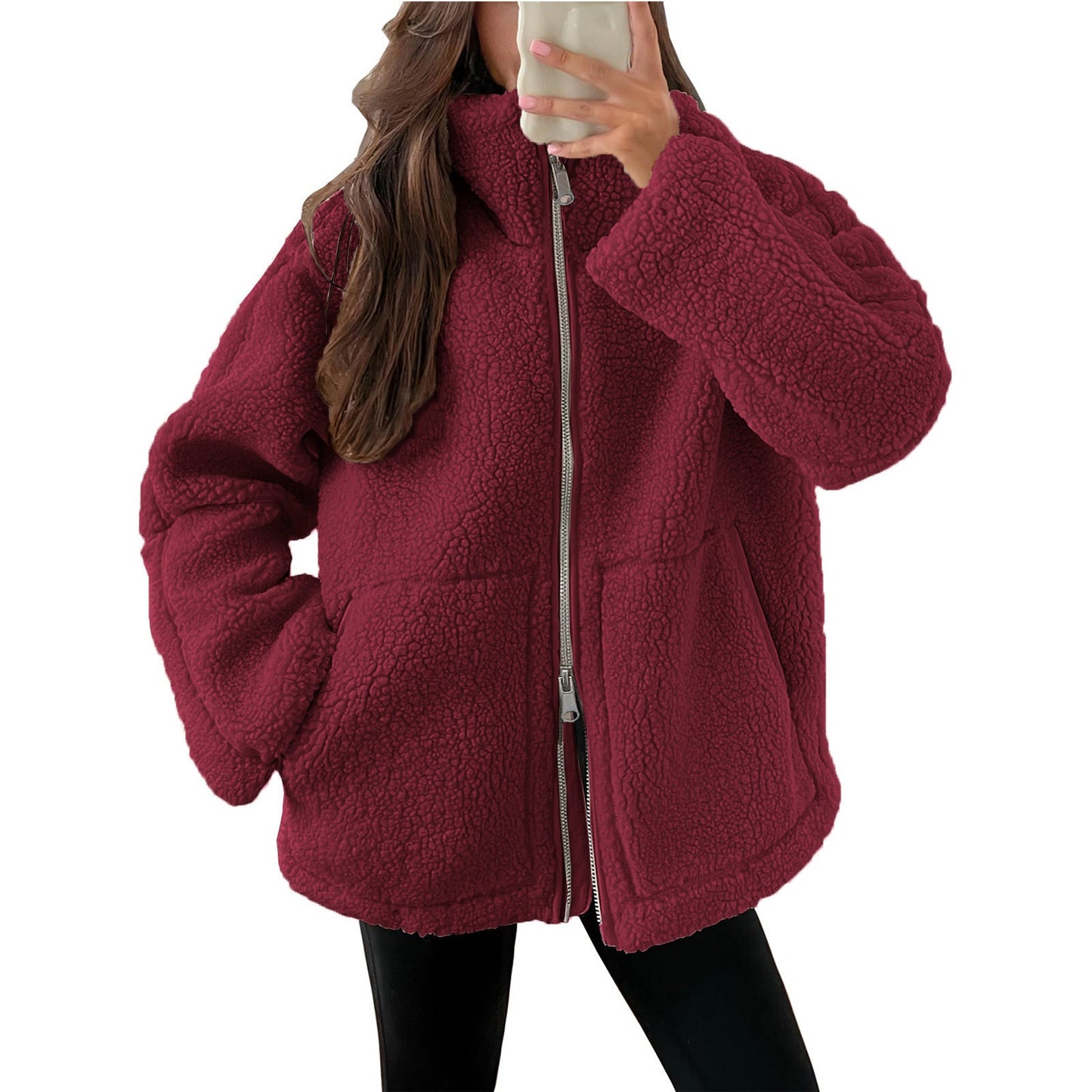 Damen Kuschelige Teddy-Jacke mit Reißverschluss Krohn-e