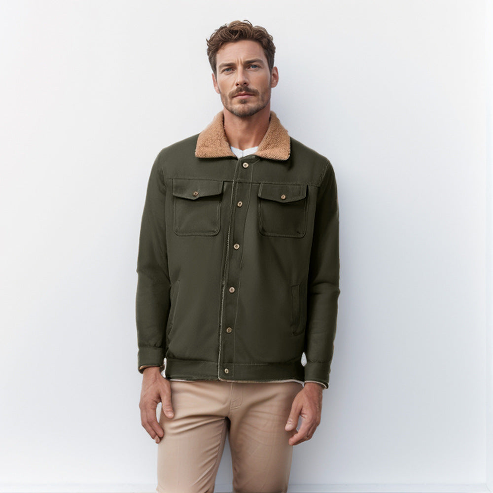 Herren robuste Canvasjacke mit Teddy-Kragen Krohn-e