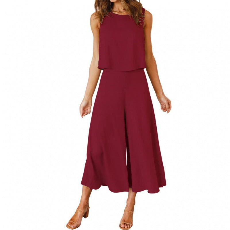 Damen Jumpsuit mit fließendem Schnitt und weitem Bein Krohn-e