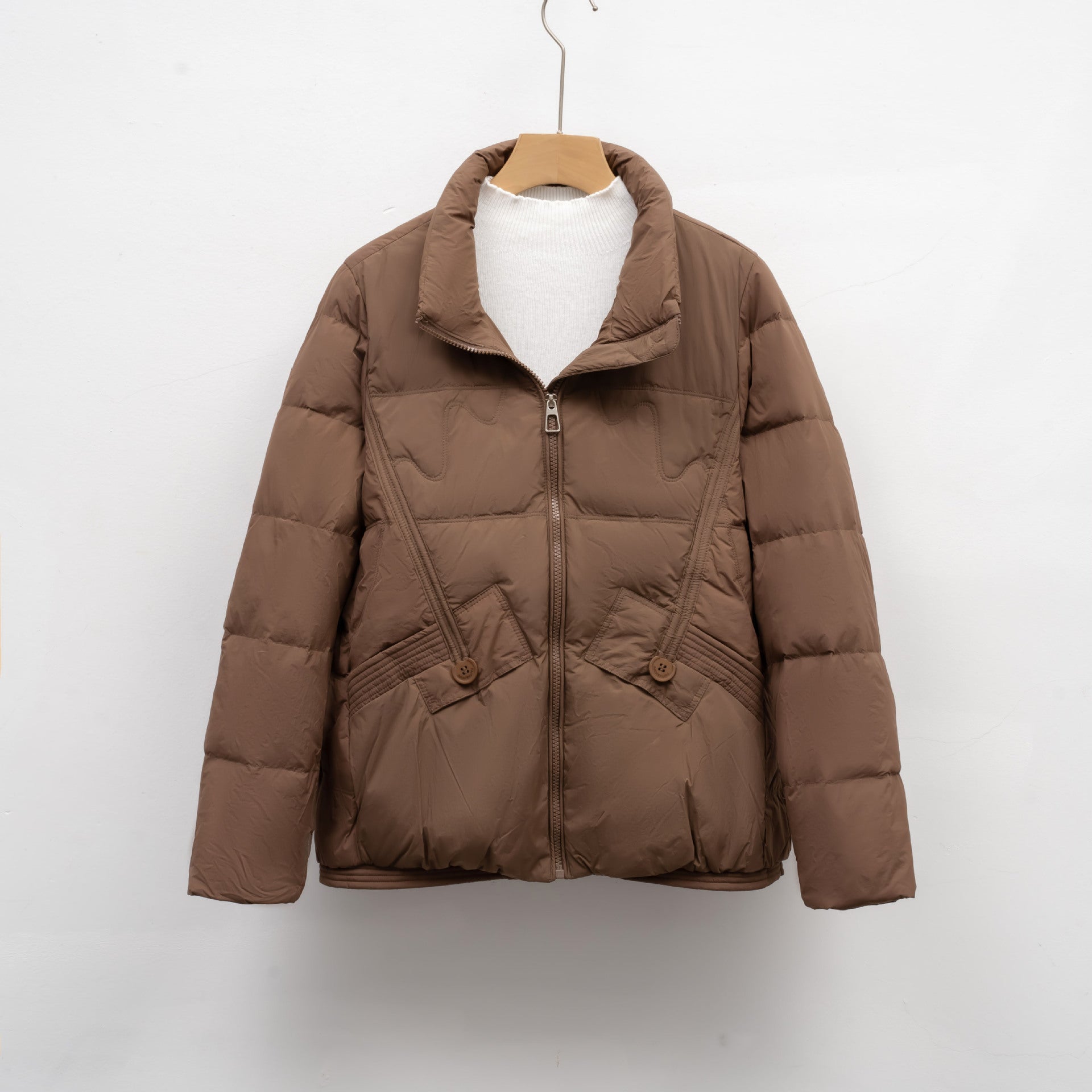 Damen gesteppte Winterjacke mit praktischen Taschen und hohem Kragen Krohn-e