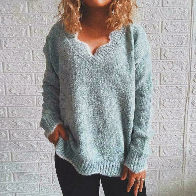 Krohn-e | Pullover - Damen Herbst Einfarbiger Lässiger Pullover