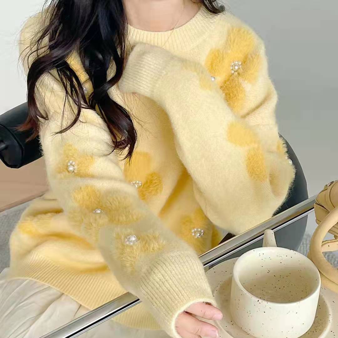 Damen Weicher Strickpullover mit strukturiertem Applikationsdesign Krohn-e
