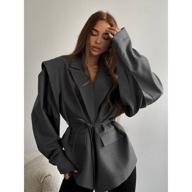 Damen eleganter Oversized-Blazer mit Gürteldetail Krohn-e