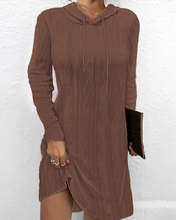 Damen Sweatkleid mit Kapuze und raffinierten Strickdetails Krohn-e