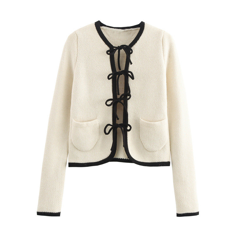 Damen Elegante Strickjacke mit raffinierten Schleifen und Taschen Krohn-e