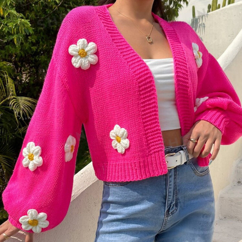 Damen Strickjacke mit floralen Applikationen und lockerer Passform Krohn-e