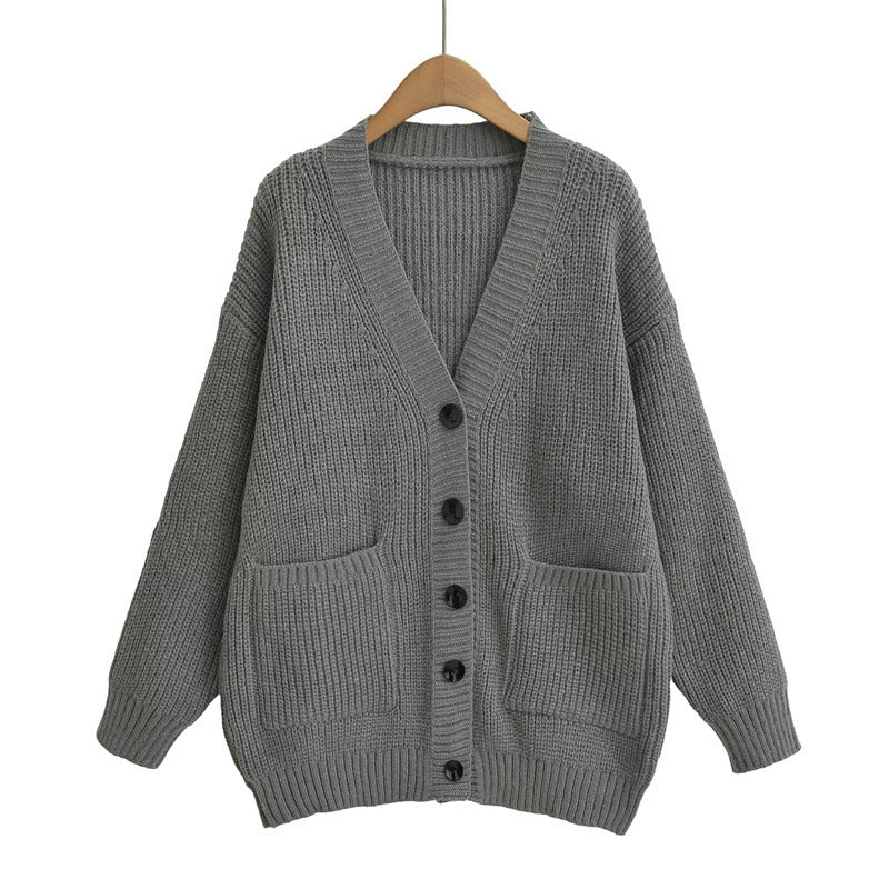 Damen Strickjacke mit großzügigen Taschen und Knopfdetails Krohn-e