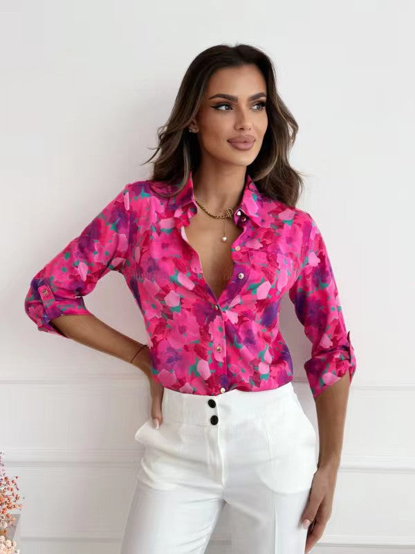 Damen Bluse mit floralen Akzenten und lässigem Schnitt Krohn-e