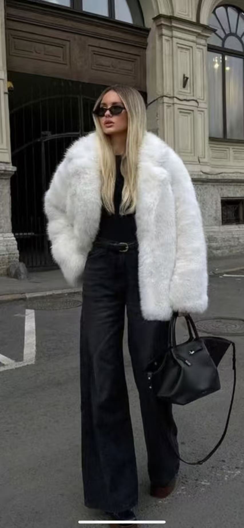 Damen Eleganter Oversized Kunstpelzmantel mit weit geschnittenen Ärmeln Krohn-e