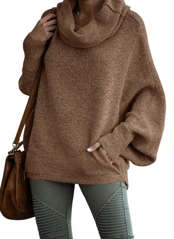 Damen lässiger Strickpullover mit weichem Stehkragen und weit geschnittenen Ärmeln Krohn-e
