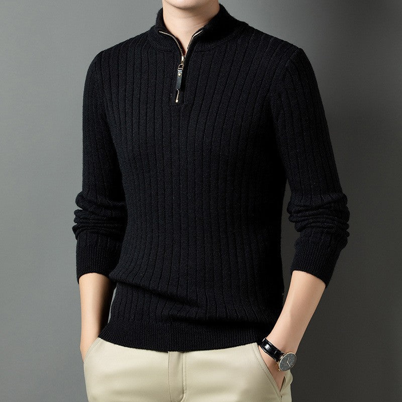 Herren Strickpullover mit modernem Stehkragen im Rippdesign Krohn-e