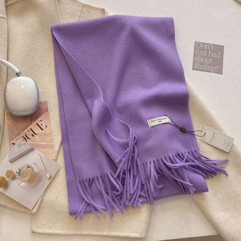 KROHN-E Damen Schal Quasten Weich Vielseitig Uni Elegant
