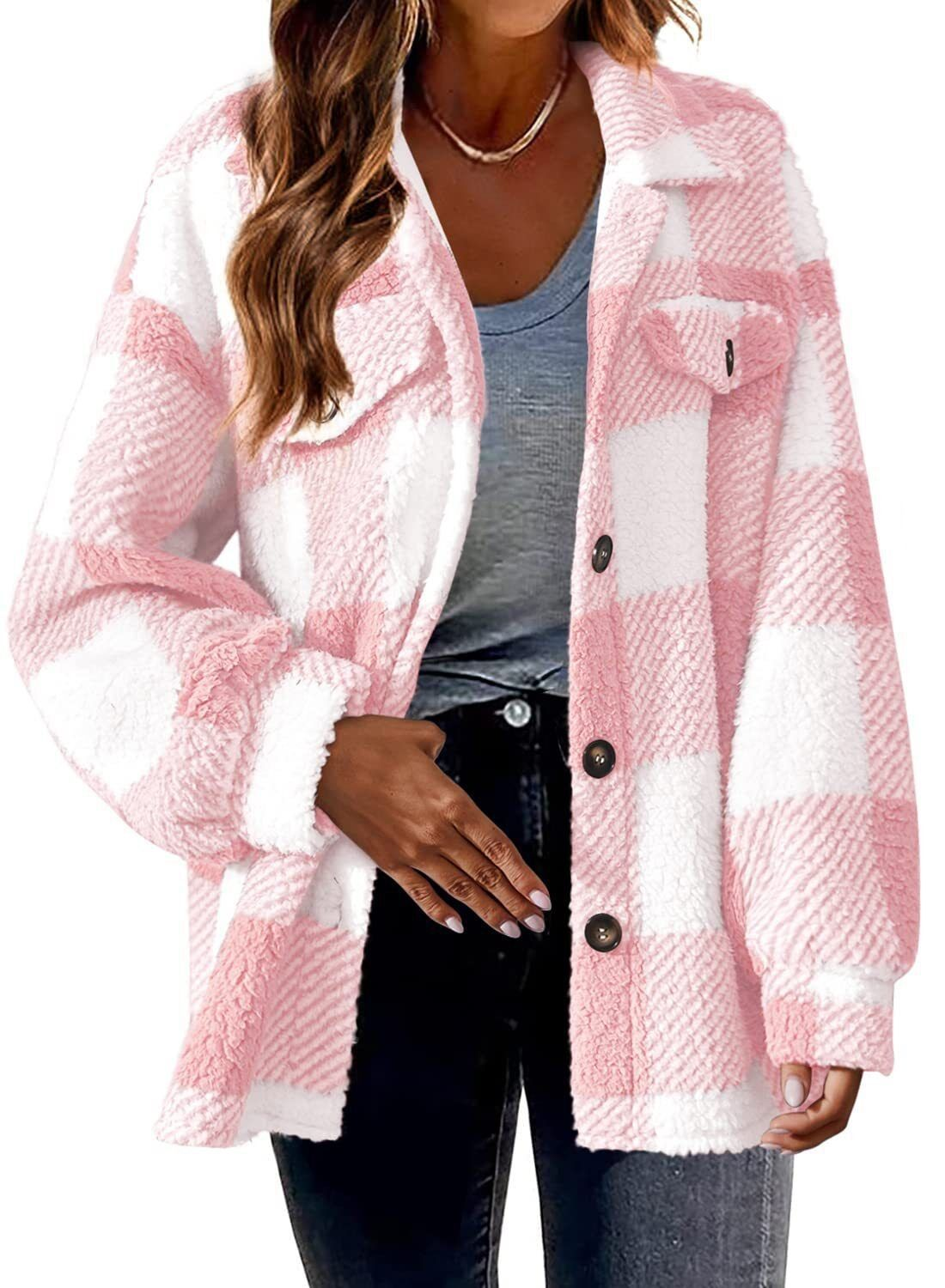 Krohn-e | Fleecejacke mit Karomuster Warm