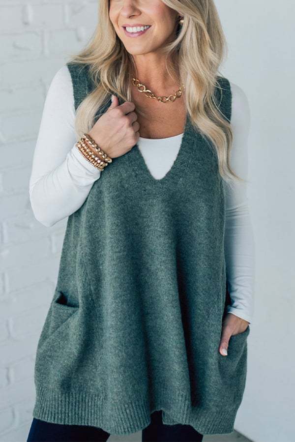 Damen Bequemer Strick-Poncho mit seitlichen Taschen Krohn-e