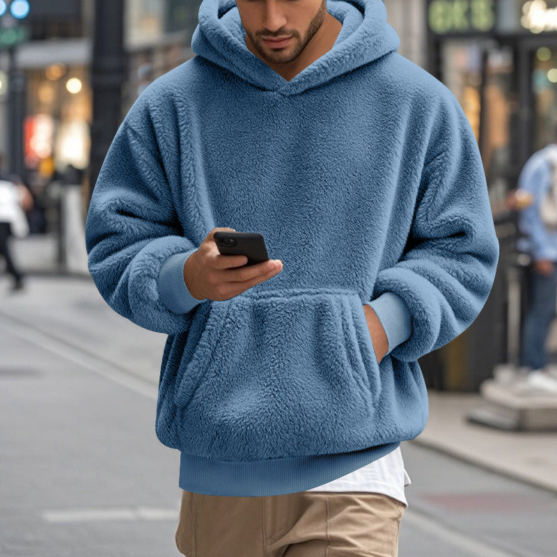 Herren übergroßer Fleece-Hoodie mit Kängurutasche und gemütlichem Schnitt Krohn-e