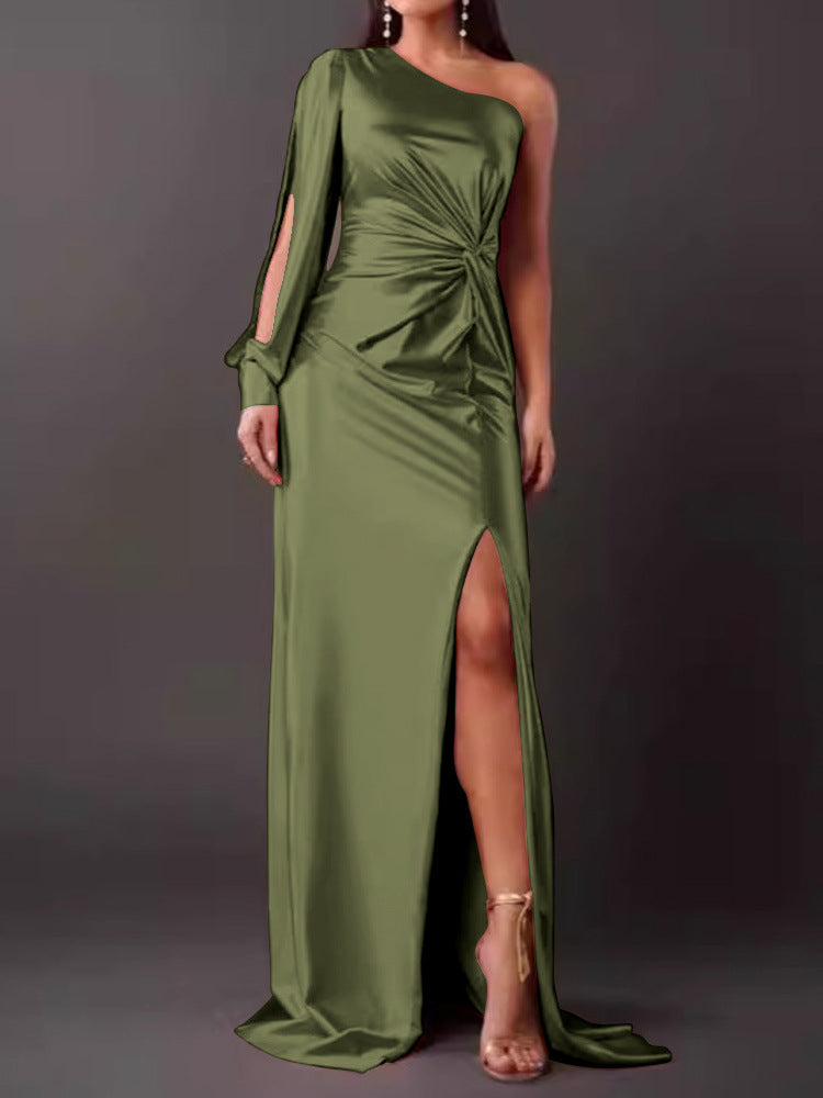 Damen Abendkleid mit asymmetrischem Ausschnitt und eleganter Faltenlegung Krohn-e