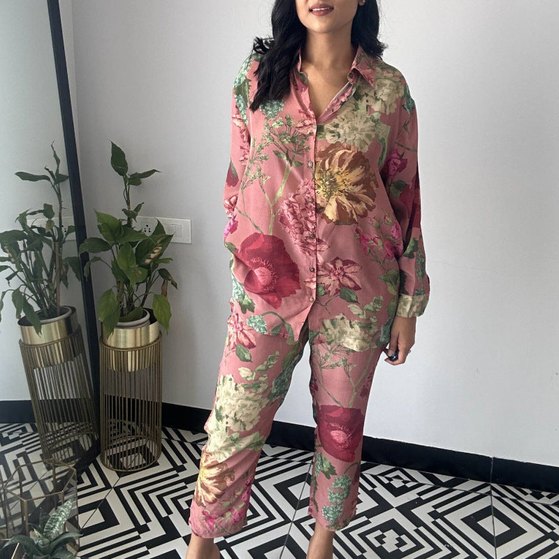 Damen Blumendesign Pyjama-Anzug Krohn-e